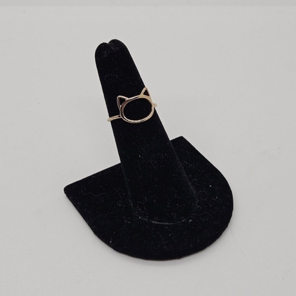 gold tone cat head cutout silhouette ring size 5.25